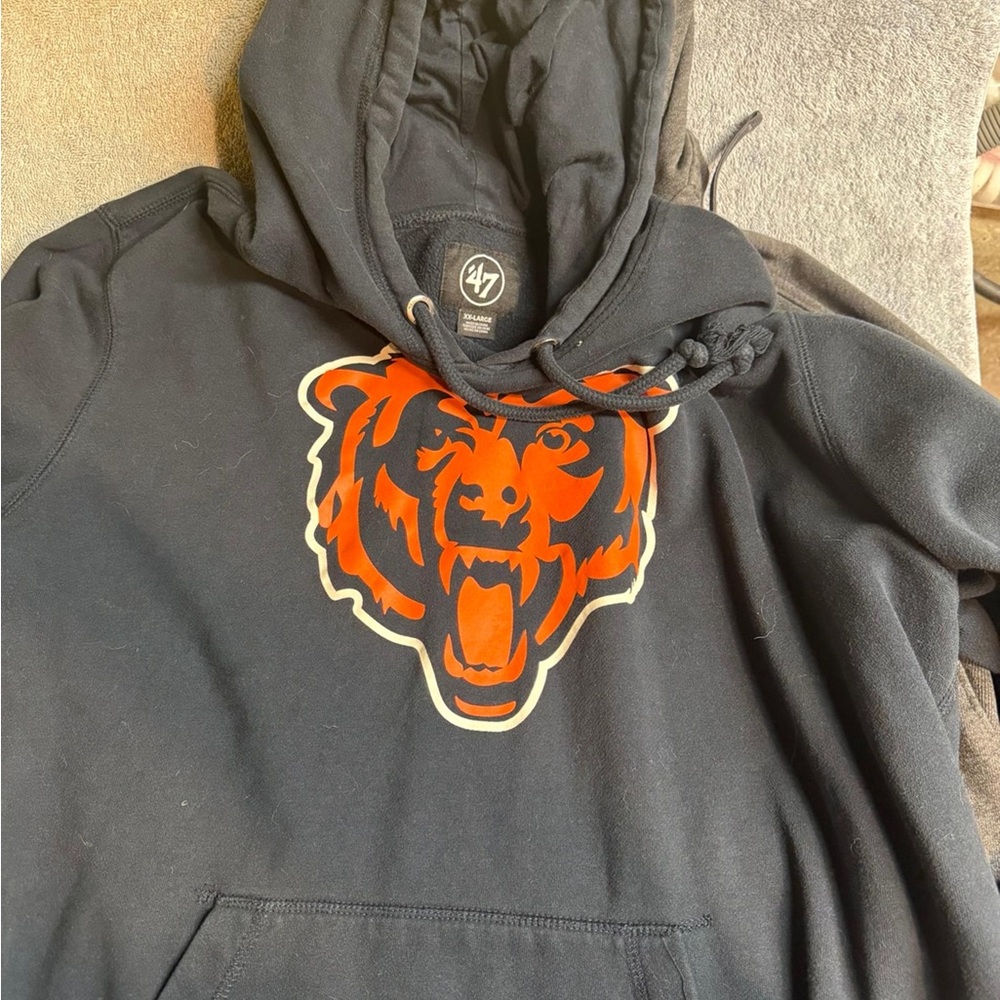 47 Brand Black Hoodie with Orange Bear Design